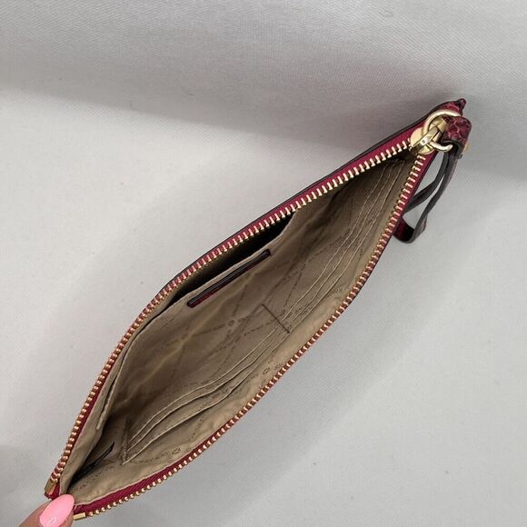 Michael Kors Jet Set Python Print Crimson Red Black Leather Wristlet $158 NWOT - Picture 6 of 12